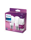 Pack 2 bombillas LED E27 classic 4,5W equivalente 40W A60, 4000K, cristal opaco, 470Lm