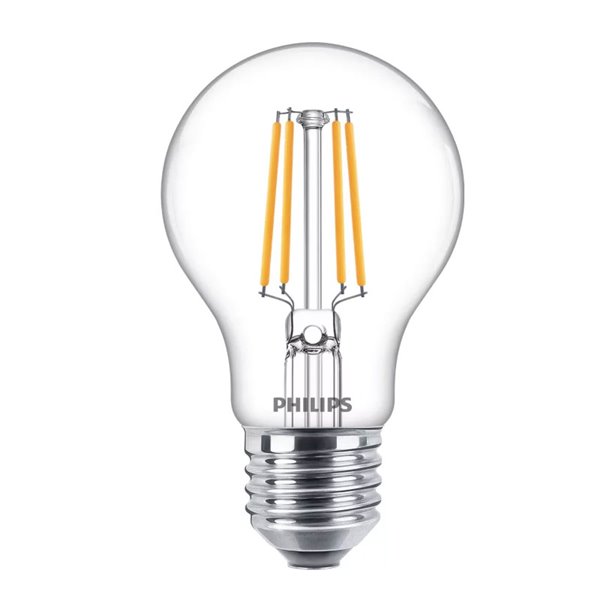 Pack 2 bombillas LED E27 classic de filamento transparente 4,3W equivalente 40W A60, 2700K, 470Lm