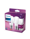 Pack 2 bombillas LED E27 Classic cristal opaco 7W equivalente 60W A60, 4000K, 806Lm