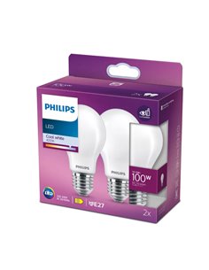 Pacote de 2 lâmpadas LED clássicas E27 10,5W, equivalente a 100W A60, 4000K, 1521Lm, vidro opaco