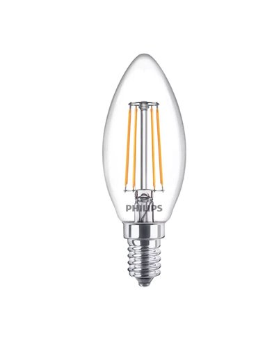 Pacote com 3 lâmpadas LED E14 filamento vela clássicas 4,3W equivalente a 40W B35, 2700K 470Lm