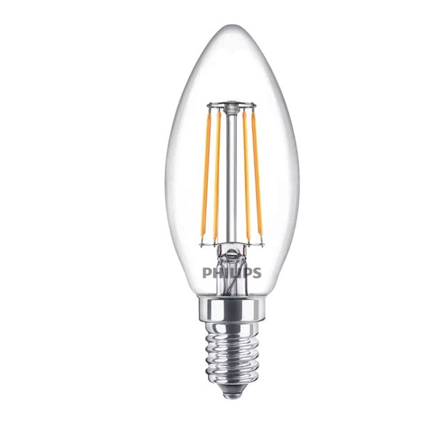 Pack de 3 bombillas LED E14 vela filamento classic 4,3W equivalente a 40W B35, 2700K 470Lm