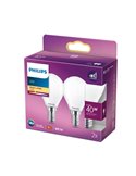 Pack 2 bombillas LED classic E14 vela filamento opaco 4,3W equivalente a 40W P45, 2700K 470Lm