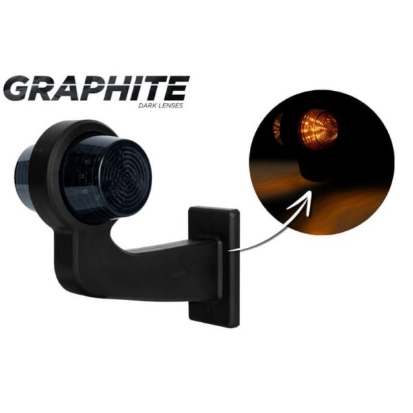 Intermitente lateral LED LKD 2589 GRAPHITE con brazo largo flexible 12/24V IP68 E9 Categoría 5