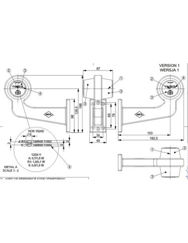 Dimensions Clignotant latéral à LED LKD 2589 GRAPHITE avec bras flexible long 12/24V IP68 E9 Catégorie 5