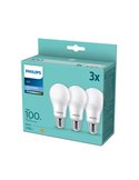 Pack 3 bombillas E27 LED 13W equivalentes a 100W A67, 6500K 1521Lm, 180º cristal opaco