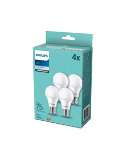 Pack 4 bombillas E27 LED 10W equivalentes a 75W A60, 4000K 1055Lm, cristal opaco