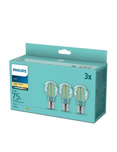 Pack 3 bombillas LED classic de filamento 8,5W equivalente a 75W A60, 2700K 1055Lm