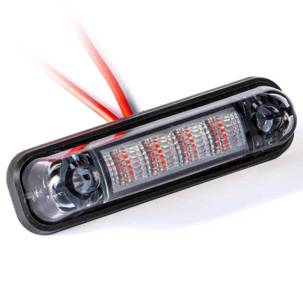 Luz de gálibo LED FT-081 DARK 12–36V con tulipa oscura y base de goma plana – Blanca / Ámbar / Roja