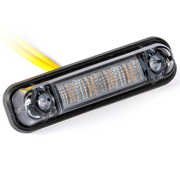 Feu de gabarit à LED FT-081 DARK 12–36 V avec lentille foncée et base plate en caoutchouc – Blanc / Ambre / Rouge