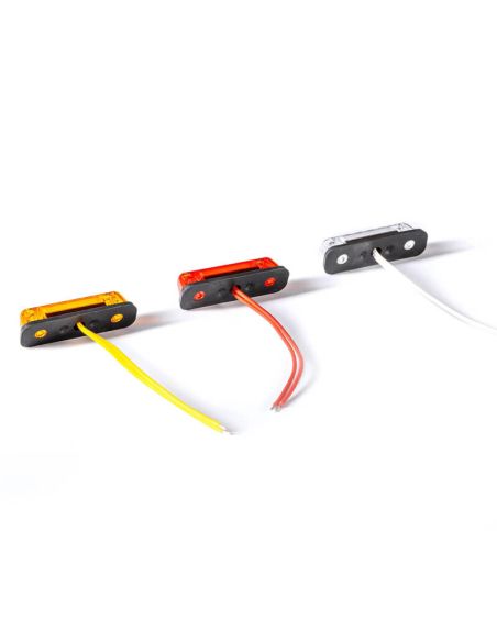 Feu de gabarit à LED FT-081 DARK 12–36 V avec lentille foncée et base plate en caoutchouc – Blanc / Ambre / Rouge