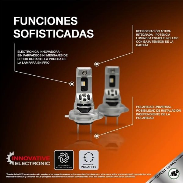 Bombilla LED H7 homologada NIGHT BREAKER LED SPEED H7 450, +450%, 64210DWNBSP-2HB, ALCANCE 240M, 6000K, sin transformador, Pack