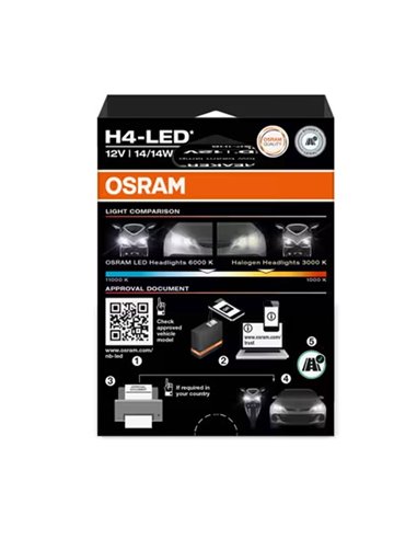 Bombilla LED H4 Homologada NIGHT BREAKER LED SPEED H4 450, +450%, 64193DWNBSP-1HB, alcance 240m, 6000K