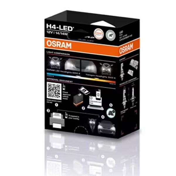 Bombilla LED H4 Homologada NIGHT BREAKER LED SPEED H4 450, +450%, 64193DWNBSP-1HB, alcance 240m, 6000K