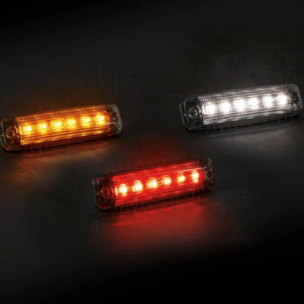 Luz de gálibo LED FT-079 DARK 12–36V con tulipa oscura y base de goma – Blanca / Ámbar / Roja