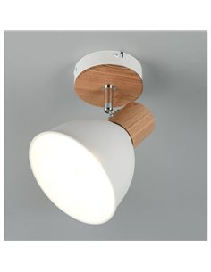 Spot mural ou plafonnier DELUME effet métal et bois, sans ampoule E27 max. 40 W, IP20, blanc-bois 2
