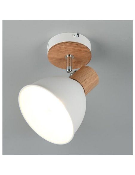 Foco de techo o pared DELUME metal y efecto madera bombilla excl. 1x E27 max. 40W IP20 Blanco-madera