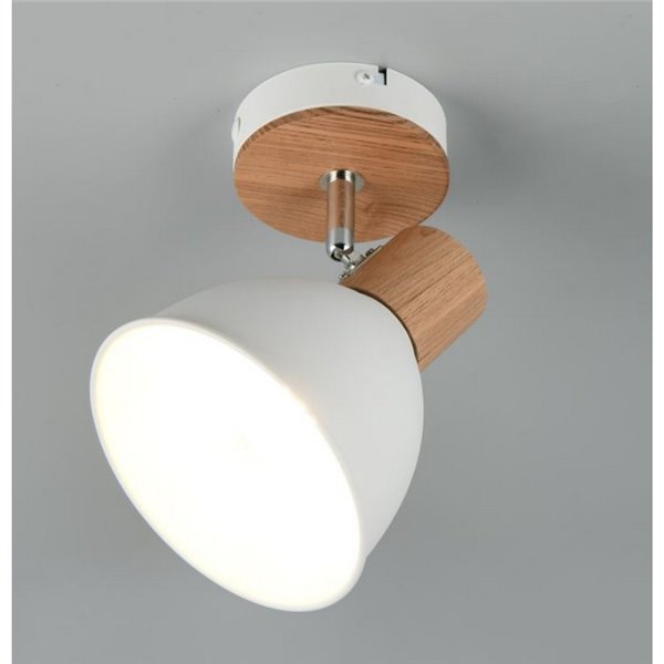 Foco de techo o pared DELUME metal y efecto madera bombilla excl. 1x E27 max. 40W IP20 Blanco-madera