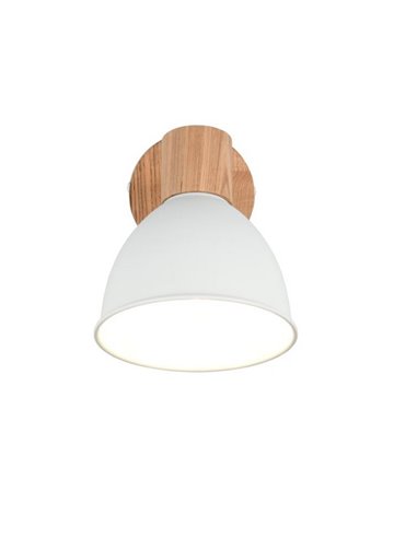 Foco de techo o pared DELUME metal y efecto madera bombilla excl. 1x E27 max. 40W IP20 Blanco-madera
