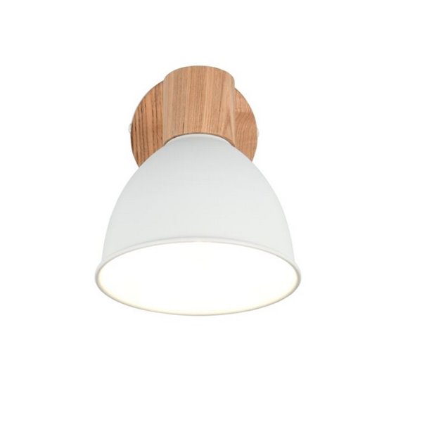 Foco de techo o pared DELUME metal y efecto madera bombilla excl. 1x E27 max. 40W IP20 Blanco-madera