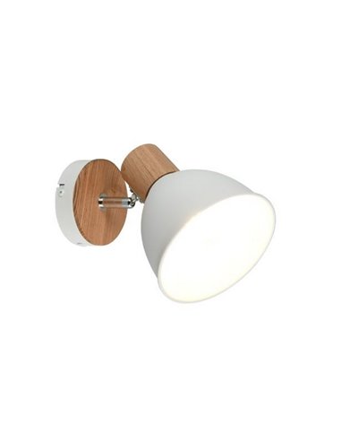 Foco de techo o pared DELUME metal y efecto madera bombilla excl. 1x E27 max. 40W IP20 Blanco-madera