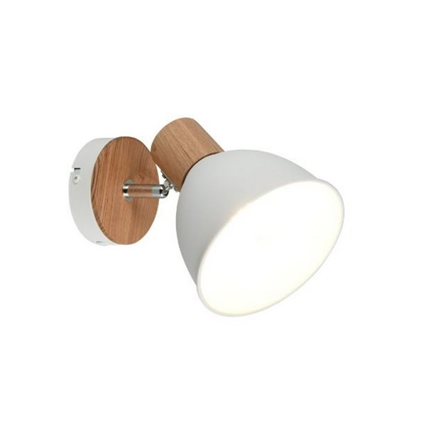 Foco de techo o pared DELUME metal y efecto madera bombilla excl. 1x E27 max. 40W IP20 Blanco-madera