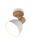 Foco de techo o pared DELUME metal y efecto madera bombilla excl. 1x E27 max. 40W IP20 Blanco-madera