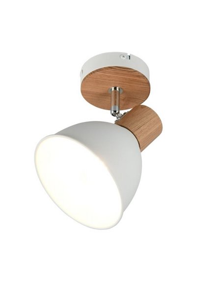 Foco de techo o pared DELUME metal y efecto madera bombilla excl. 1x E27 max. 40W IP20 Blanco-madera