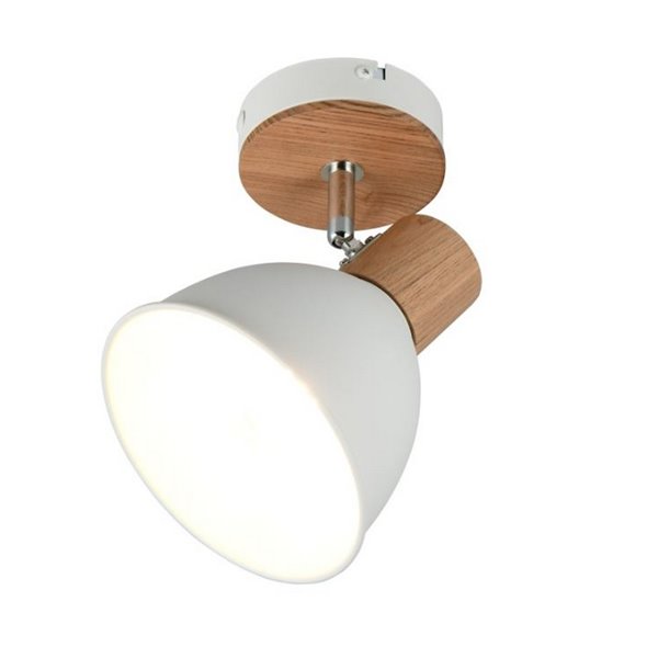 Foco de techo o pared DELUME metal y efecto madera bombilla excl. 1x E27 max. 40W IP20 Blanco-madera
