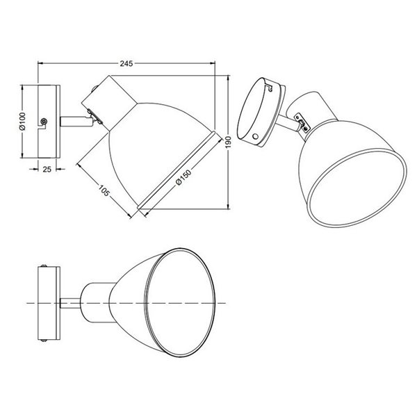 Foco de techo o pared DELUME metal y efecto madera bombilla excl. 1x E27 max. 40W IP20 Blanco-madera