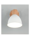 Foco de techo o pared DELUME metal y efecto madera bombilla excl. 1x E27 max. 40W IP20 Blanco-madera