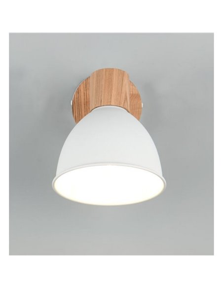 Foco de techo o pared DELUME metal y efecto madera bombilla excl. 1x E27 max. 40W IP20 Blanco-madera