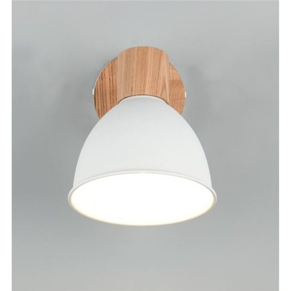 Spot mural ou plafonnier DELUME effet métal et bois, sans ampoule E27 max. 40 W, IP20, blanc-bois