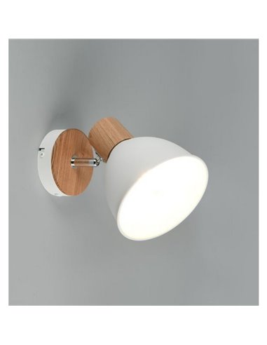 Spot mural ou plafonnier DELUME effet métal et bois, sans ampoule E27 max. 40 W, IP20, blanc-bois