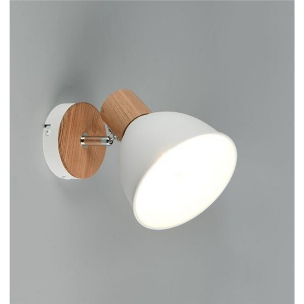 Spot de teto ou parede DELUME com efeito de metal e madeira, excluindo 1 lâmpada E27 máx. 40W, IP20, branco-madeira