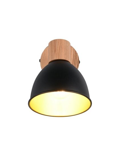 Aplique de pared/techo DELUME metal y efecto madera bombilla excl. 1x E27 max. 40W IP20 Negro-madera