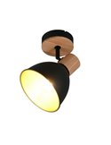 Aplique de pared/techo DELUME metal y efecto madera bombilla excl. 1x E27 max. 40W IP20 Negro-madera