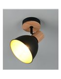 Aplique de pared/techo DELUME metal y efecto madera bombilla excl. 1x E27 max. 40W IP20 Negro-madera