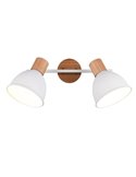 Regleta de 2 focos para pared/techo DELUME bombillas excl. 2x E27 max. 40W IP20 Blanco-madera