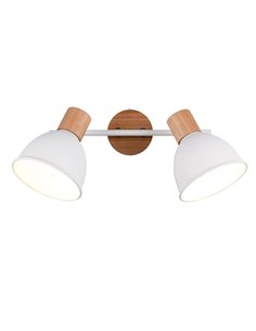 Regleta de 2 focos para pared/techo DELUME bombillas excl. 2x E27 max. 40W IP20 Blanco-madera