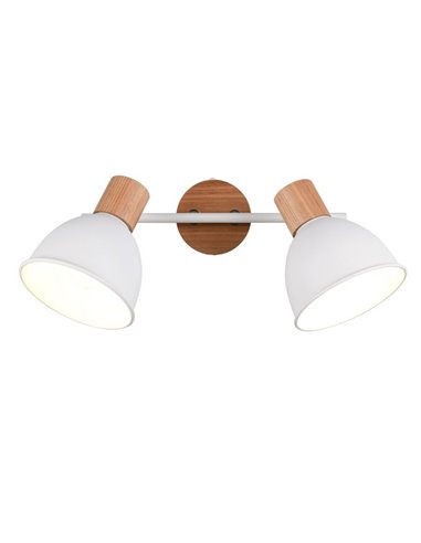 Regleta de 2 focos para pared/techo DELUME bombillas excl. 2x E27 max. 40W IP20 Blanco-madera