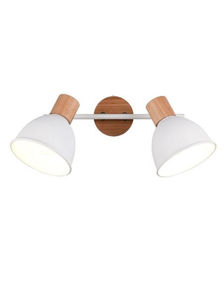 Applique/plafonnier DELUME 2 spots, 2 ampoules E27 non incluses, max. 40 W, IP20, blanc-bois