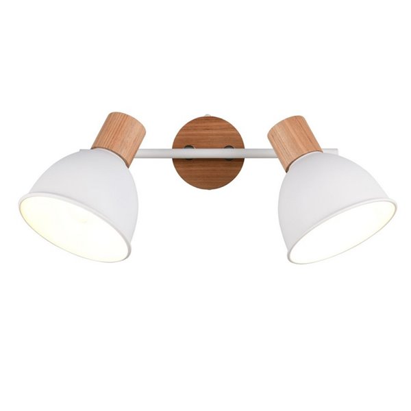 Regleta de 2 focos para pared/techo DELUME bombillas excl. 2x E27 max. 40W IP20 Blanco-madera