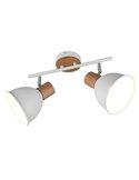 Regleta de 2 focos para pared/techo DELUME bombillas excl. 2x E27 max. 40W IP20 Blanco-madera