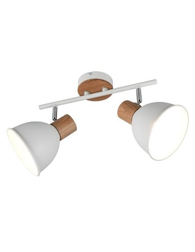 Applique/plafonnier DELUME 2 spots, 2 ampoules E27 non incluses, max. 40 W, IP20, blanc-bois