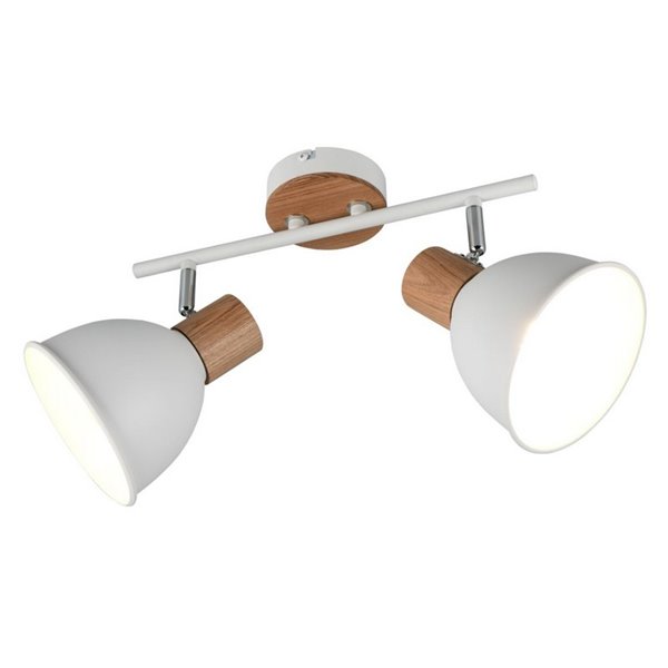 Regleta de 2 focos para pared/techo DELUME bombillas excl. 2x E27 max. 40W IP20 Blanco-madera