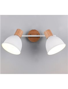 Regleta de 2 focos para pared/techo DELUME bombillas excl. 2x E27 max. 40W IP20 Blanco-madera 2