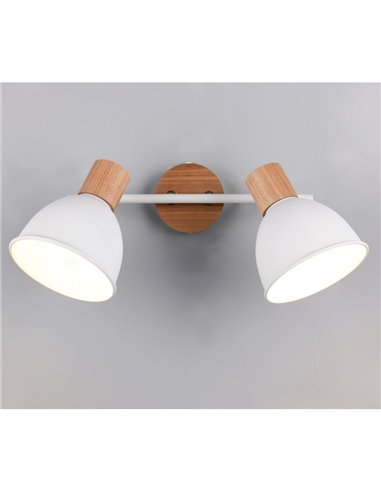 Regleta de 2 focos para pared/techo DELUME bombillas excl. 2x E27 max. 40W IP20 Blanco-madera