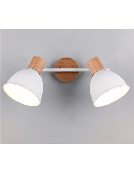 Fita de luz de parede/teto DELUME de 2 pontos, excluindo 2 lâmpadas E27, máx. 40 W, IP20, madeira branca