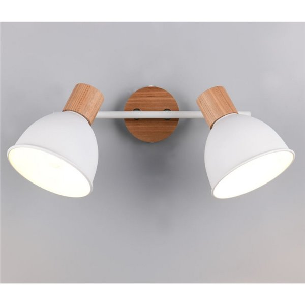 Fita de luz de parede/teto DELUME de 2 pontos, excluindo 2 lâmpadas E27, máx. 40 W, IP20, madeira branca